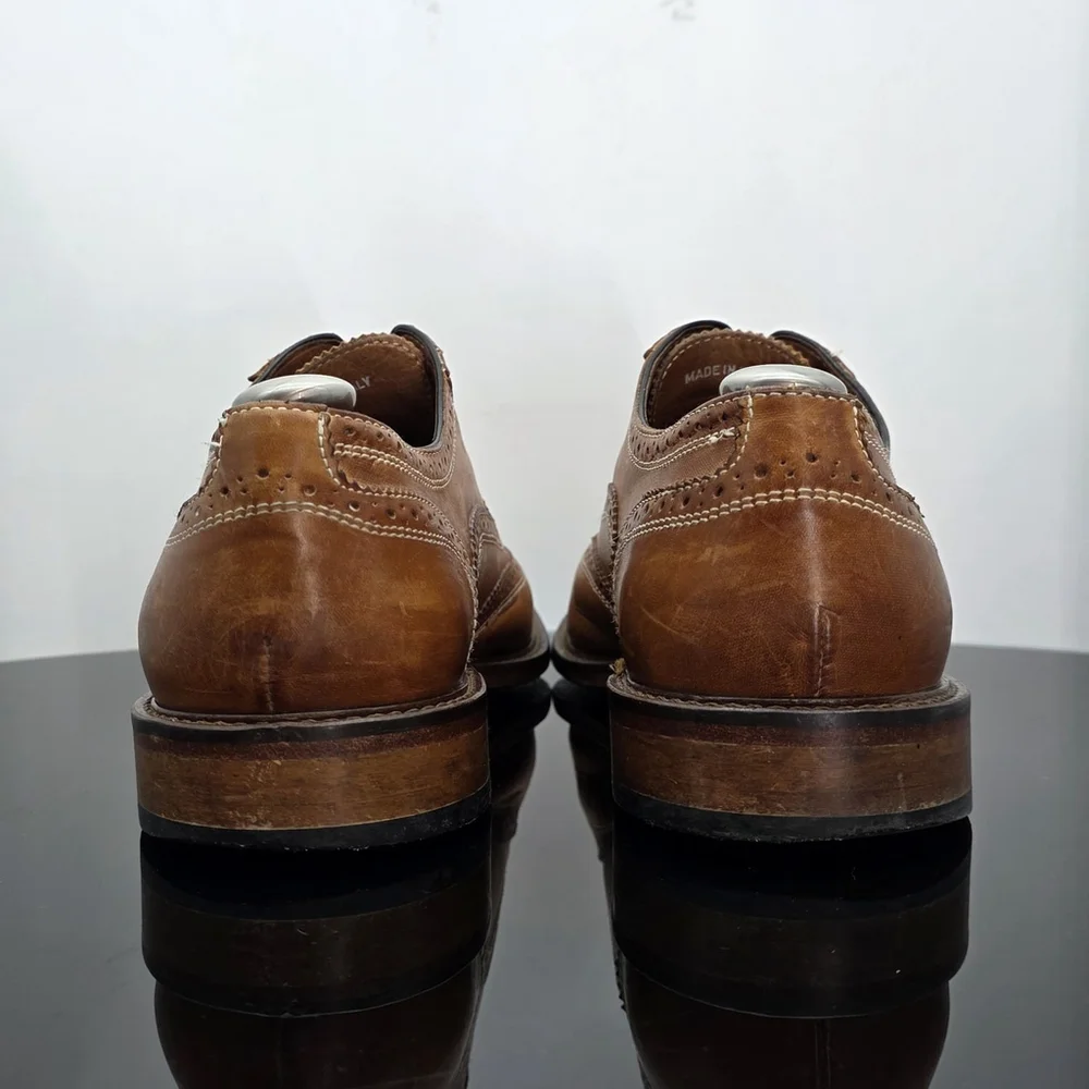 Luxury Mercanti Fiorentini 6650 Wingtip Oxford Men’s 9.5M Brown Leather ITALY